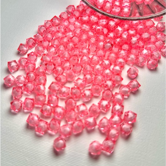 100 8mm Pink Crystal Cut Square Acrylic Beads Jewelry Making DIY Crafting Lot - Picture 16 of 16